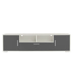 Meuble TV gris de 62,99 po avec lumières DEL, armoires et étagères ouvertes pour téléviseurs jusqu'à 65 po