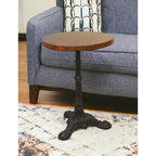 Table d'appoint ronde 28 en bois massif et fer noir et marron - 28