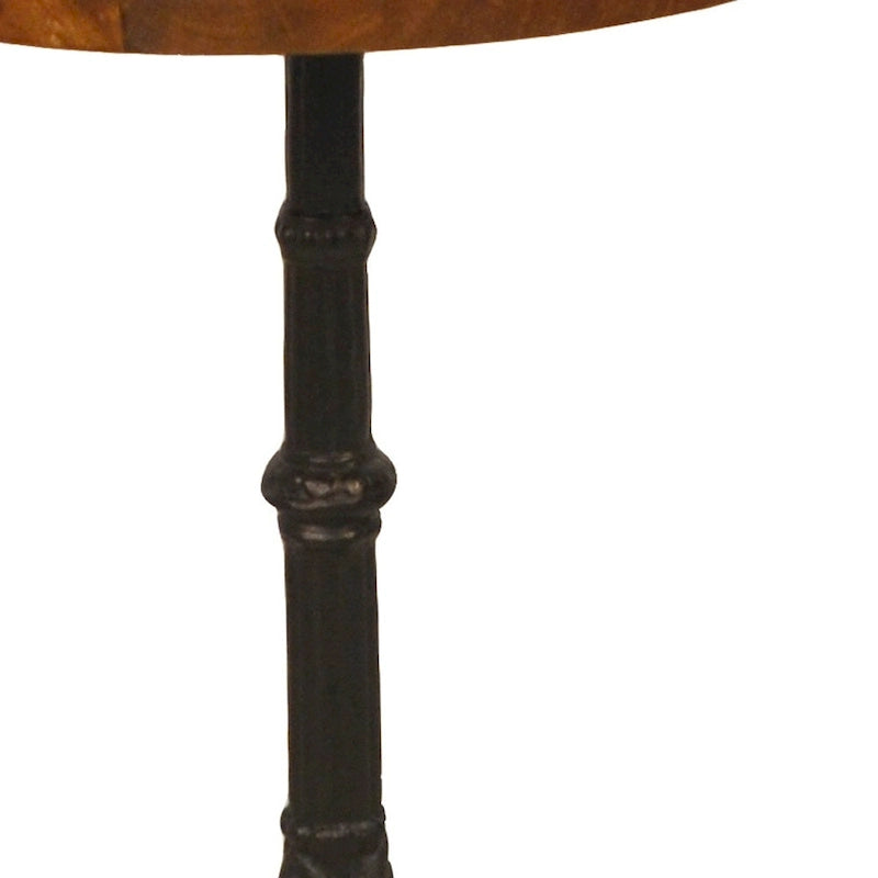 Table d'appoint ronde 28 en bois massif et fer noir et marron - 28
