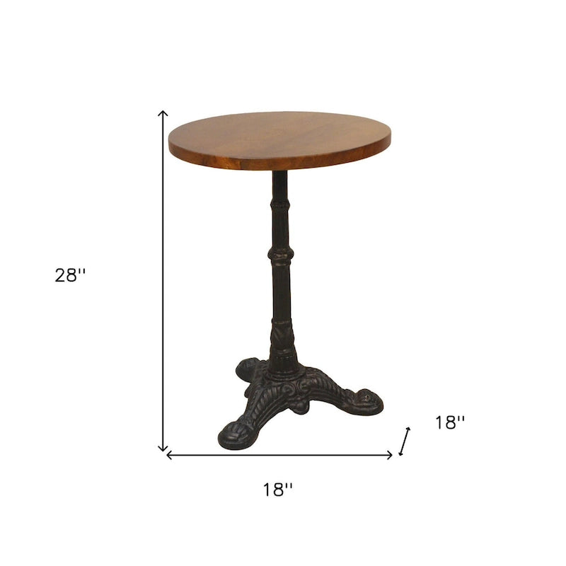Table d'appoint ronde 28 en bois massif et fer noir et marron - 28