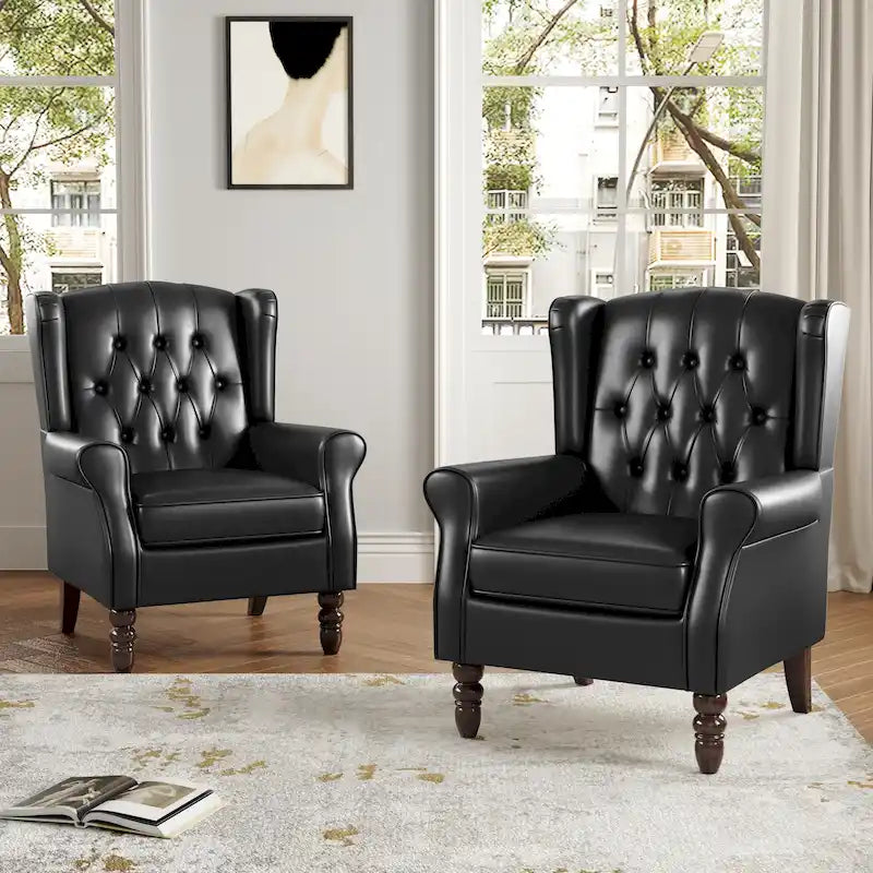 Lot de 2 chaises d'appoint capitonnées en similicuir végétalien