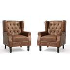 Lot de 2 chaises d'appoint capitonnées en similicuir végétalien