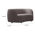 Causeuse, 64 pouces, Boucle gris anthracite, Forme incurvée en rognon
