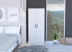 19.7 Modern Double-door Armoire with Two Shelves and One Drawer for Bedroom