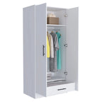 19.7 Armoire double moderne avec deux étagères et un tiroir pour chambre à coucher