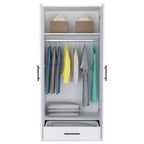 19.7 Armoire double moderne avec deux étagères et un tiroir pour chambre à coucher