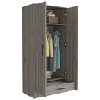 19.7 Armoire double moderne avec deux étagères et un tiroir pour chambre à coucher