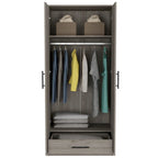 19.7 Armoire double moderne avec deux étagères et un tiroir pour chambre à coucher