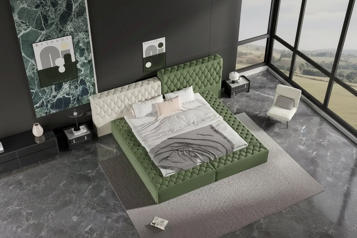 King Special-shaped Upholstered Platform Bed with Storage