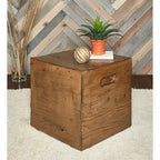 Table d'appoint caisse en bois carrée rustique Hagen