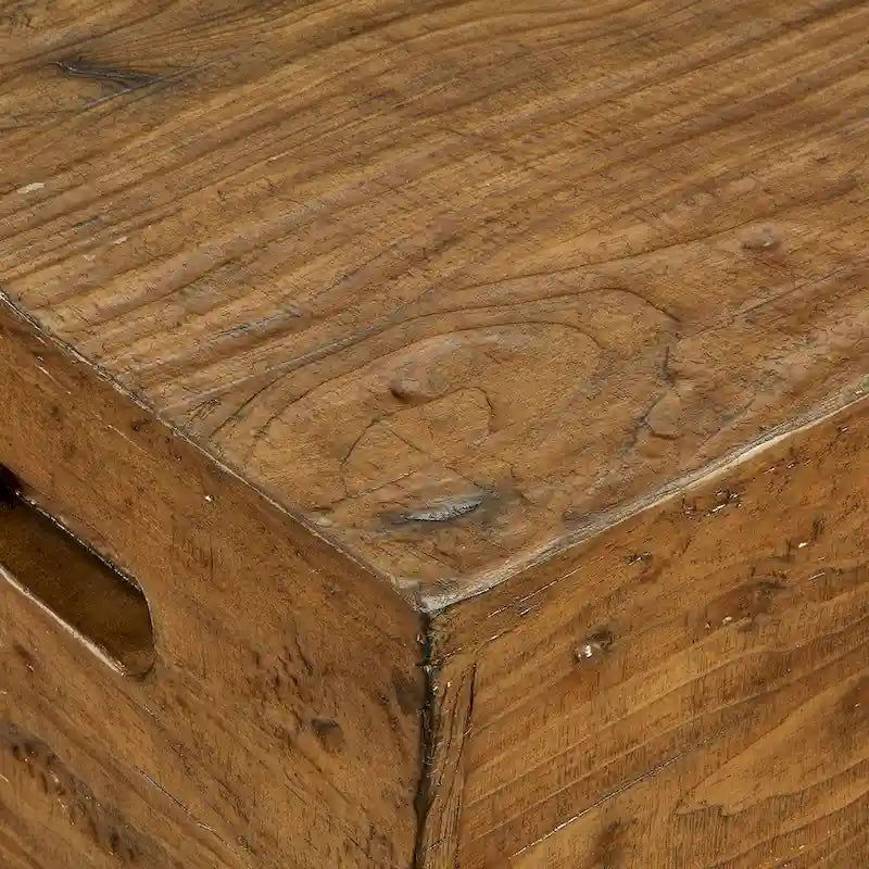 Table d'appoint caisse en bois carrée rustique Hagen