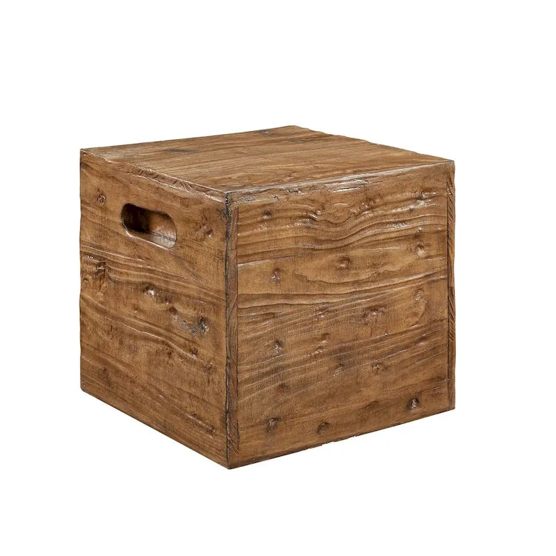 Table d'appoint caisse en bois carrée rustique Hagen