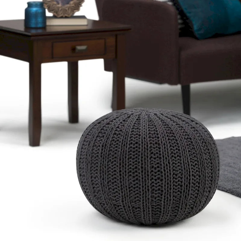 Pouf rond tricoté main Grandville Boho