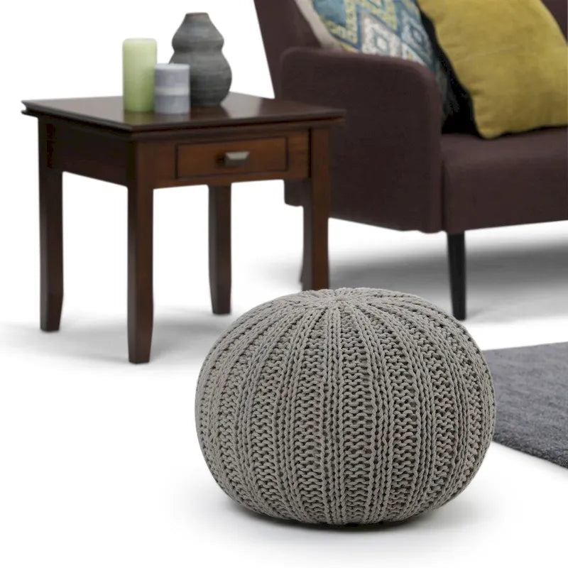 Pouf rond tricoté main Grandville Boho