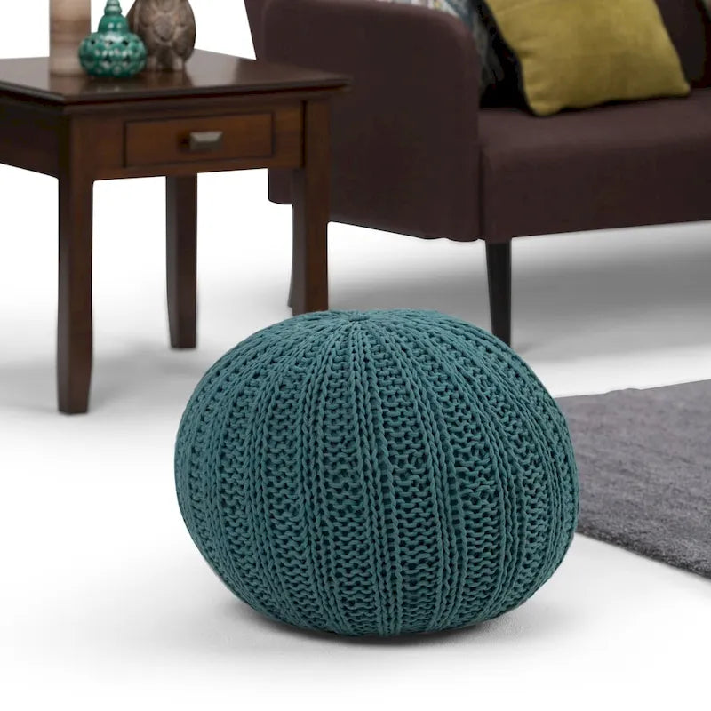 Pouf rond tricoté main Grandville Boho