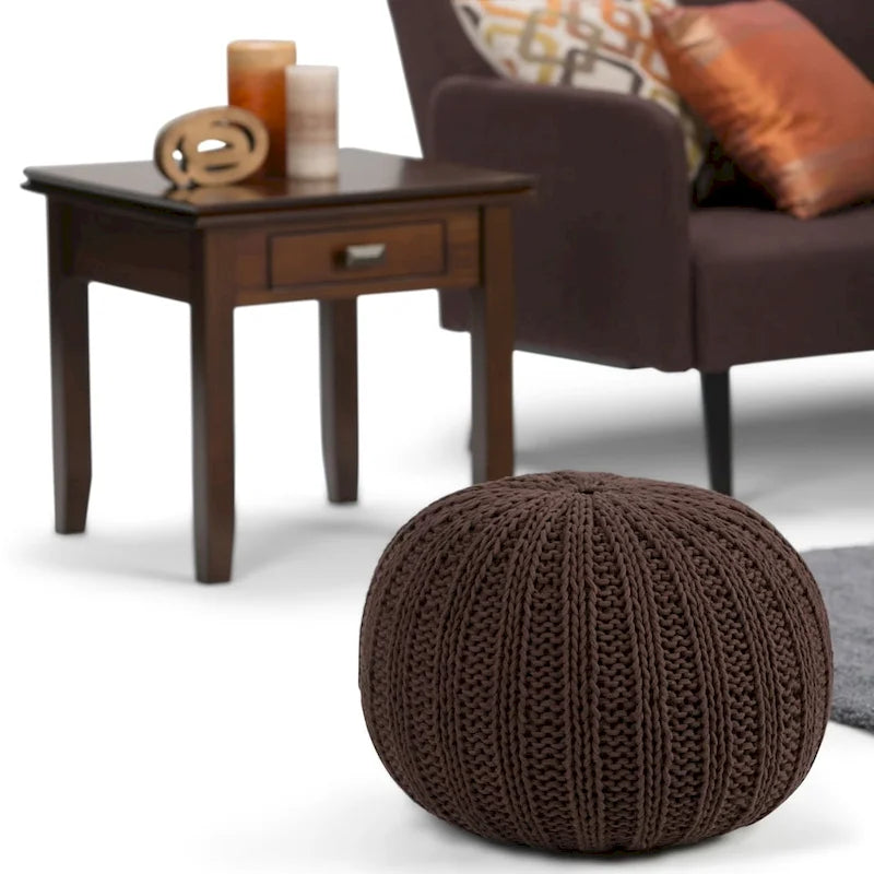 Pouf rond tricoté main Grandville Boho
