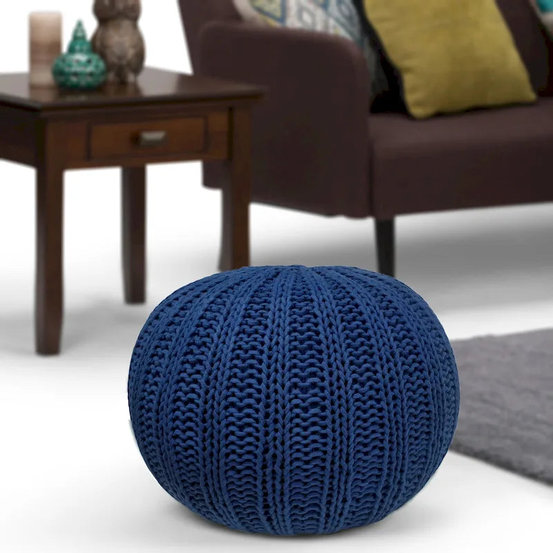 Pouf rond tricoté main Grandville Boho
