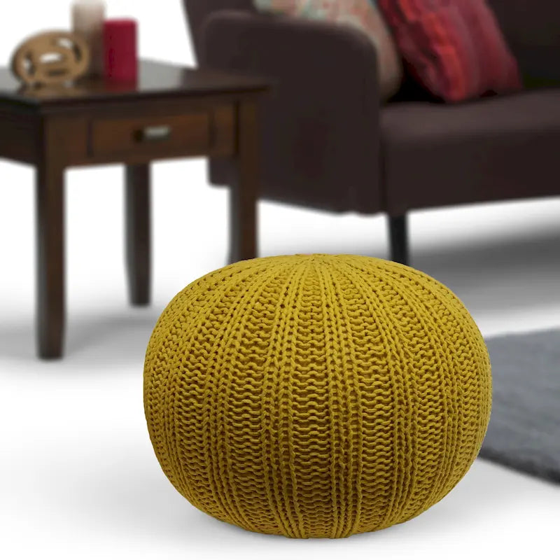 Pouf rond tricoté main Grandville Boho