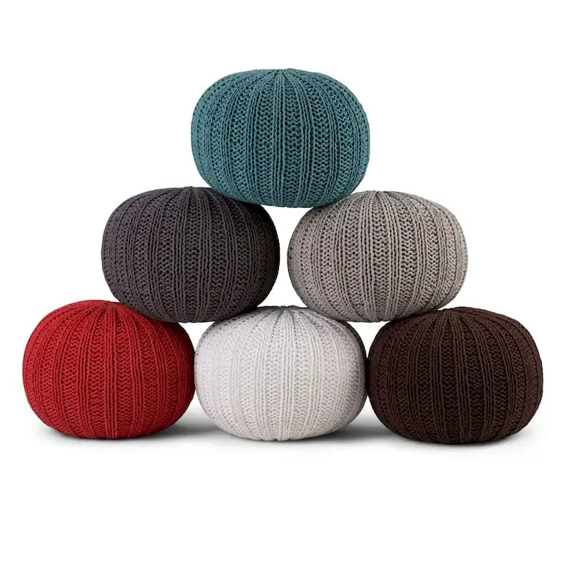 Pouf rond tricoté main Grandville Boho
