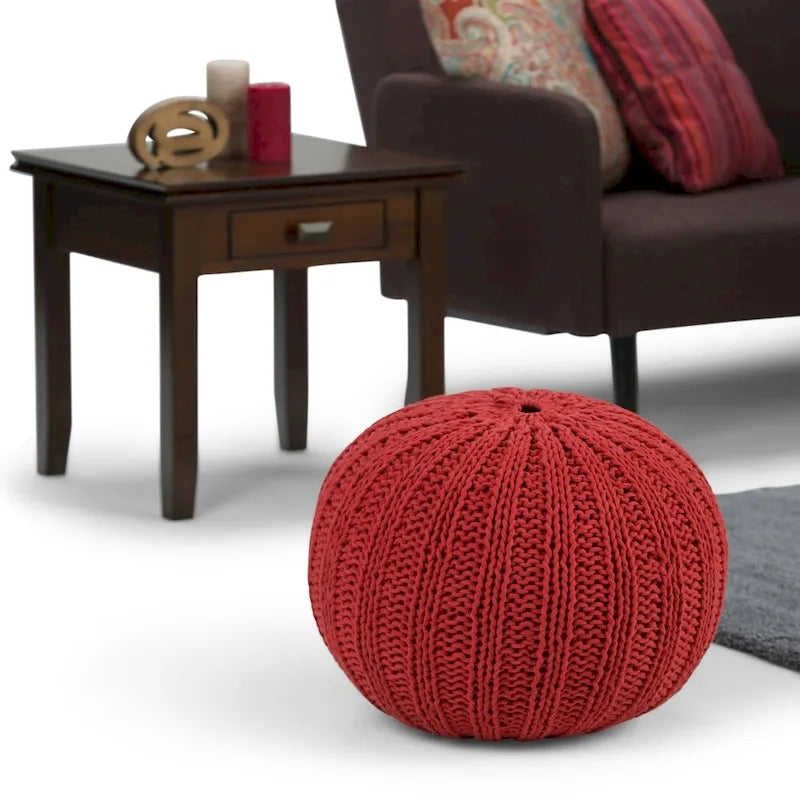 Pouf rond tricoté main Grandville Boho