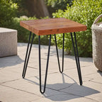 Table d'appoint en bois avec pieds en fer