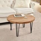 Table d'appoint en bois avec pieds en fer