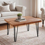 Table d'appoint en bois avec pieds en fer