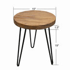 Table d'appoint en bois avec pieds en fer