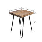 Table d'appoint en bois avec pieds en fer