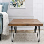 Table d'appoint en bois avec pieds en fer