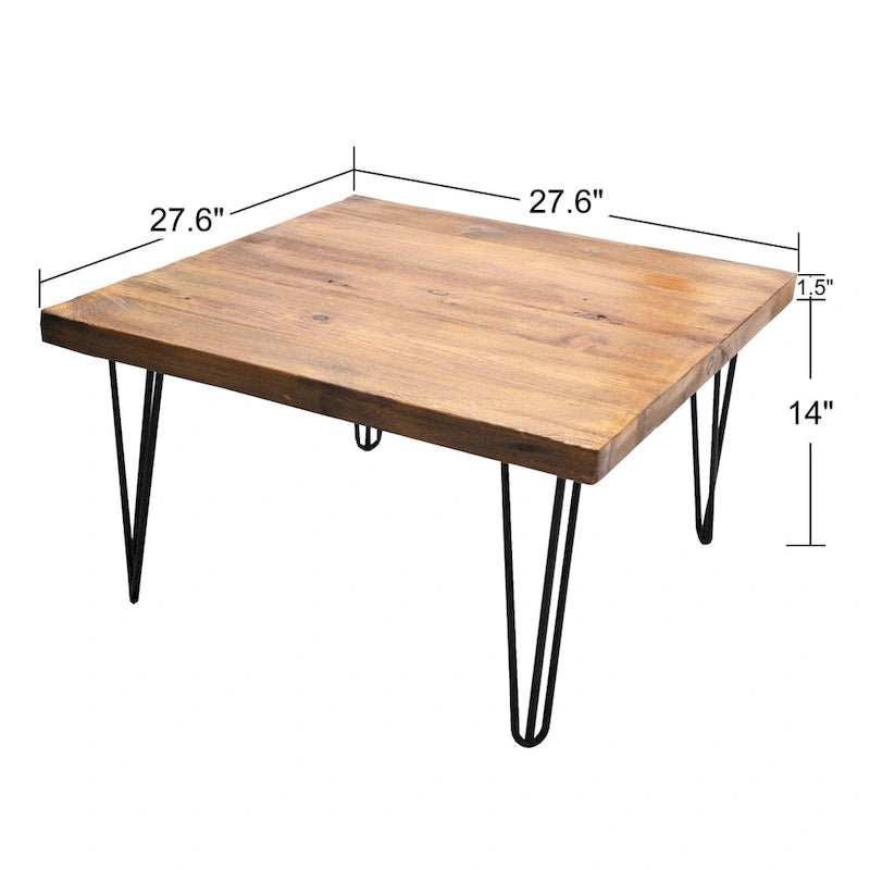 Table d'appoint en bois avec pieds en fer
