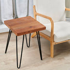 Table d'appoint en bois avec pieds en fer