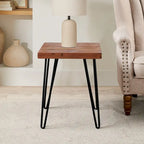 Table d'appoint en bois avec pieds en fer