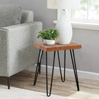 Table d'appoint en bois avec pieds en fer