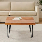 Table d'appoint en bois avec pieds en fer