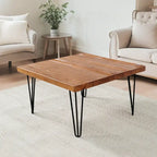 Table d'appoint en bois avec pieds en fer