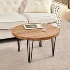 Table d'appoint en bois avec pieds en fer
