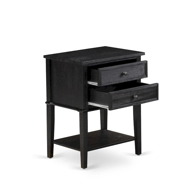Ensemble de chambre à coucher King 2 pièces avec lit et table de chevet brossée en fil de fer noir - Cuir PU marron foncé et pieds noirs (option de taille de lit)
