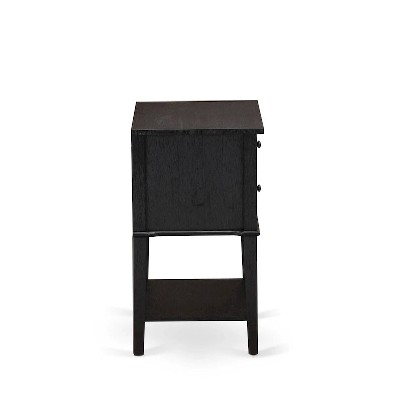 Ensemble de chambre à coucher King 2 pièces avec lit et table de chevet brossée en fil de fer noir - Cuir PU marron foncé et pieds noirs (option de taille de lit)