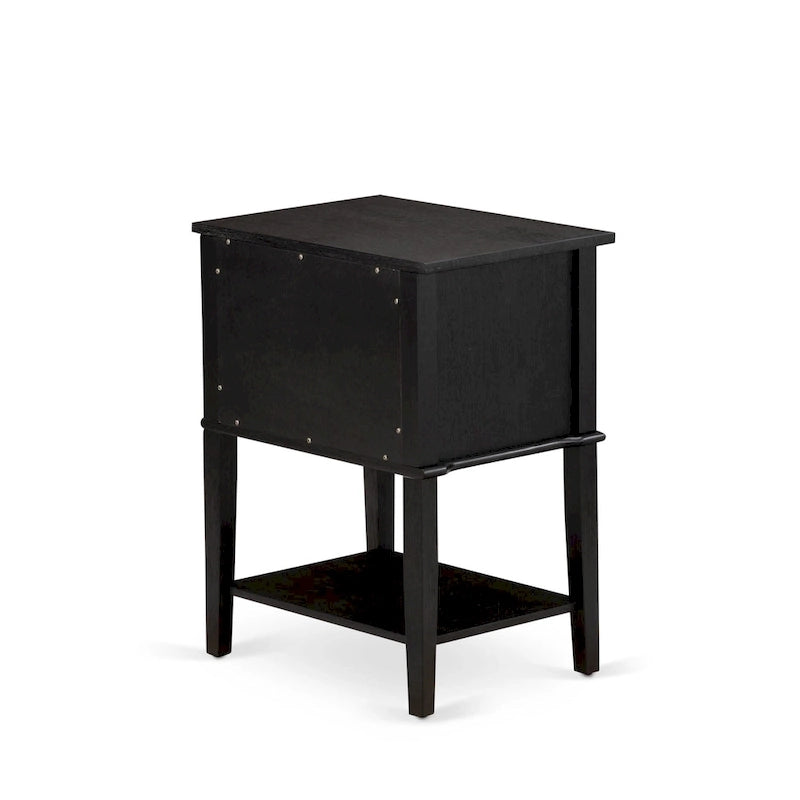 Ensemble de chambre à coucher King 2 pièces avec lit et table de chevet brossée en fil de fer noir - Cuir PU marron foncé et pieds noirs (option de taille de lit)