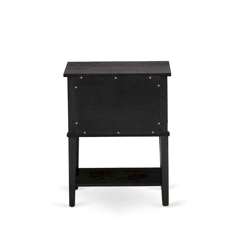 Ensemble de chambre à coucher King 2 pièces avec lit et table de chevet brossée en fil de fer noir - Cuir PU marron foncé et pieds noirs (option de taille de lit)