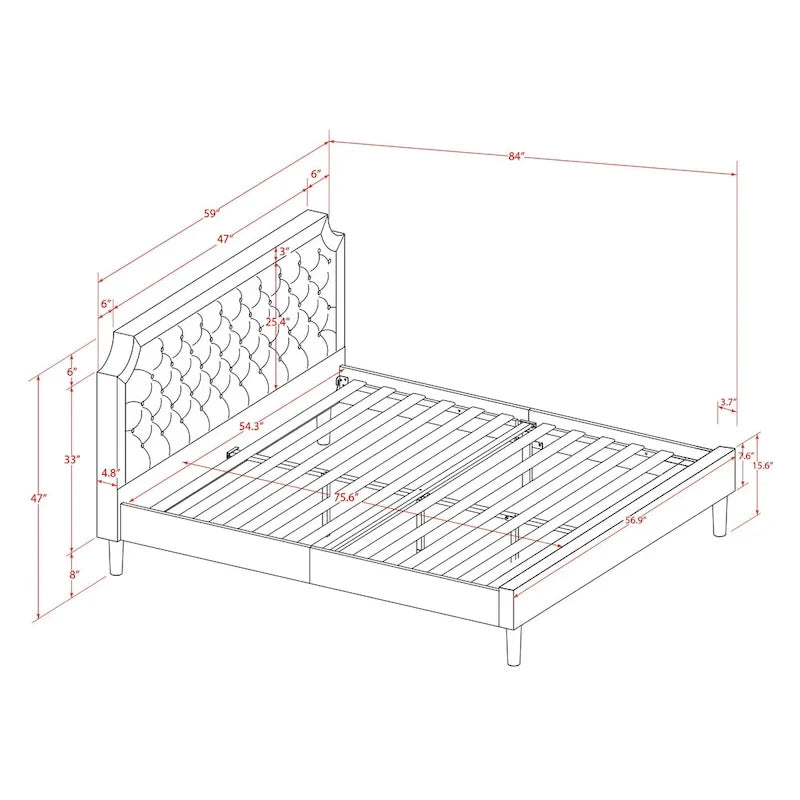 Ensemble de chambre à coucher King 2 pièces avec lit et table de chevet brossée en fil de fer noir - Cuir PU marron foncé et pieds noirs (option de taille de lit)