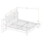 Ensemble de chambre à coucher King 2 pièces avec lit et table de chevet brossée en fil de fer noir - Cuir PU marron foncé et pieds noirs (option de taille de lit)