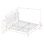 Ensemble de chambre à coucher King 2 pièces avec lit et table de chevet brossée en fil de fer noir - Cuir PU marron foncé et pieds noirs (option de taille de lit)