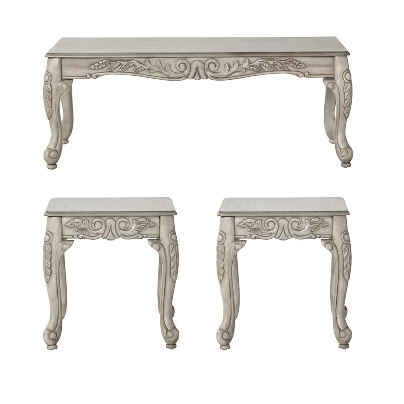 Ensemble de canapé et de causeuse San Marino en tissu bicolore avec cadre en bois et 3 tables, couleur ébène
