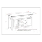 Meuble TV de transition en bois massif de 54 pouces de large Halifax - 54 L x 18,9 P x 31,9 H