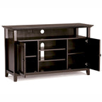 Meuble TV de transition en bois massif de 54 pouces de large Halifax - 54 L x 18,9 P x 31,9 H