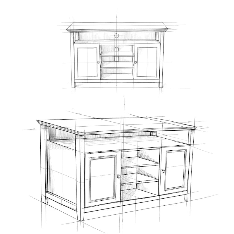 Meuble TV de transition en bois massif de 54 pouces de large Halifax - 54 L x 18,9 P x 31,9 H