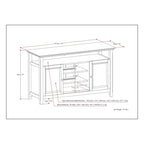 Meuble TV de transition en bois massif de 54 pouces de large Halifax - 54 L x 18,9 P x 31,9 H