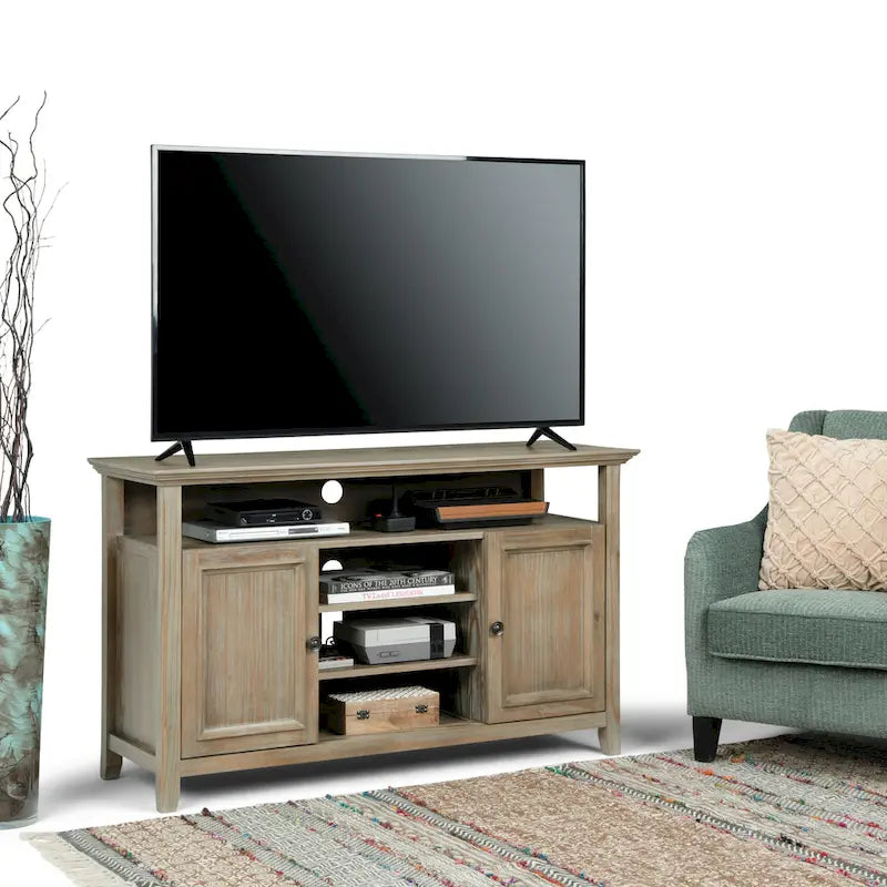 Meuble TV de transition en bois massif de 54 pouces de large Halifax - 54 L x 18,9 P x 31,9 H